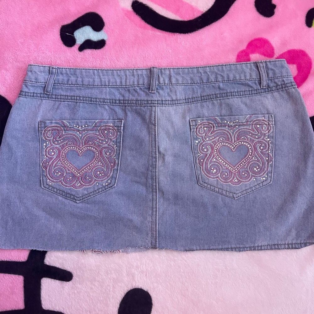 🎀y2k pink rhinestone mini skirt🎀